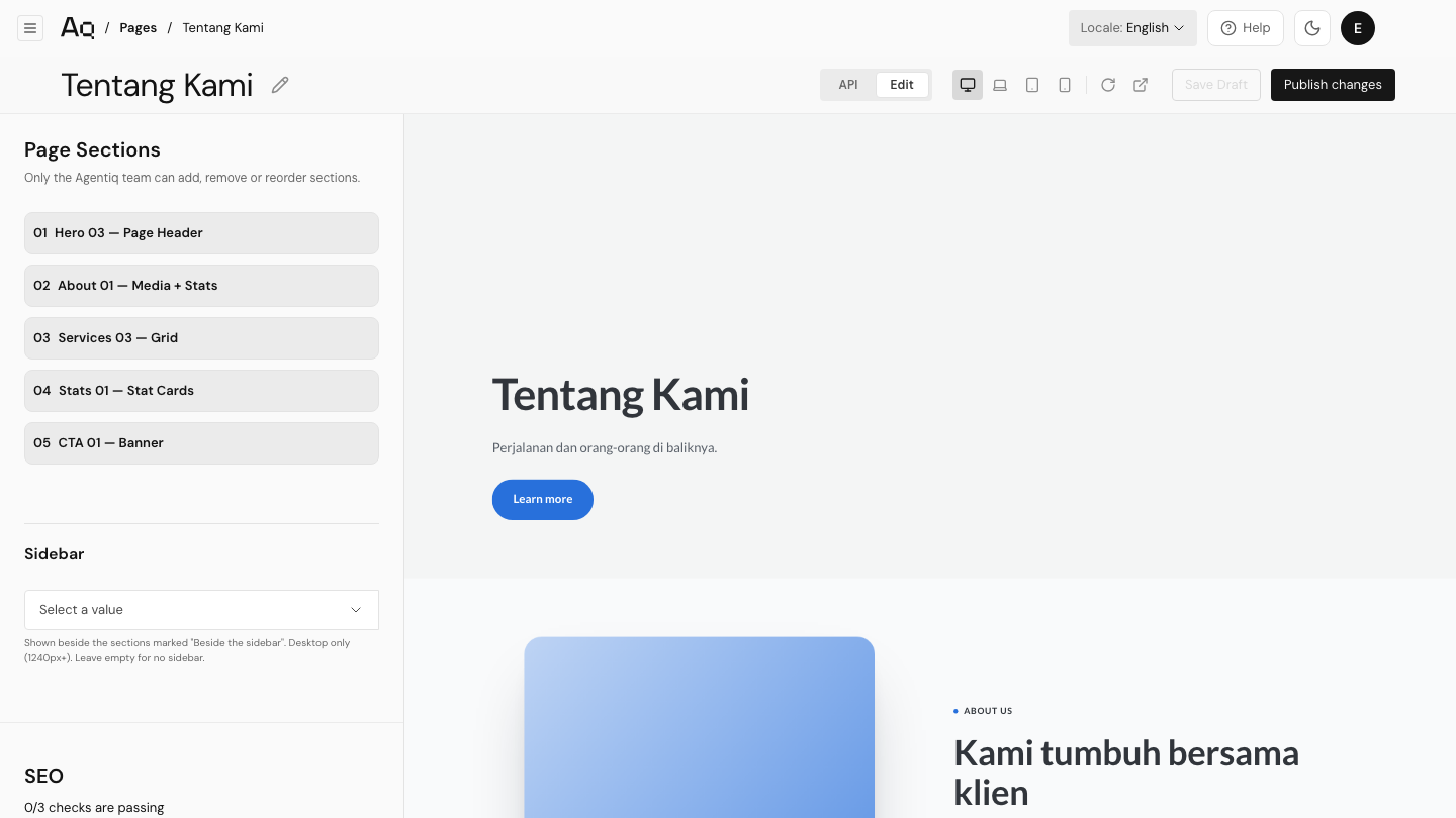 Daftar section dalam keadaan tertutup